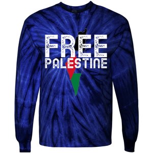 Free Palestine Flag Arabic Free Gaza Palestinian Flag Tie-Dye Long Sleeve Shirt