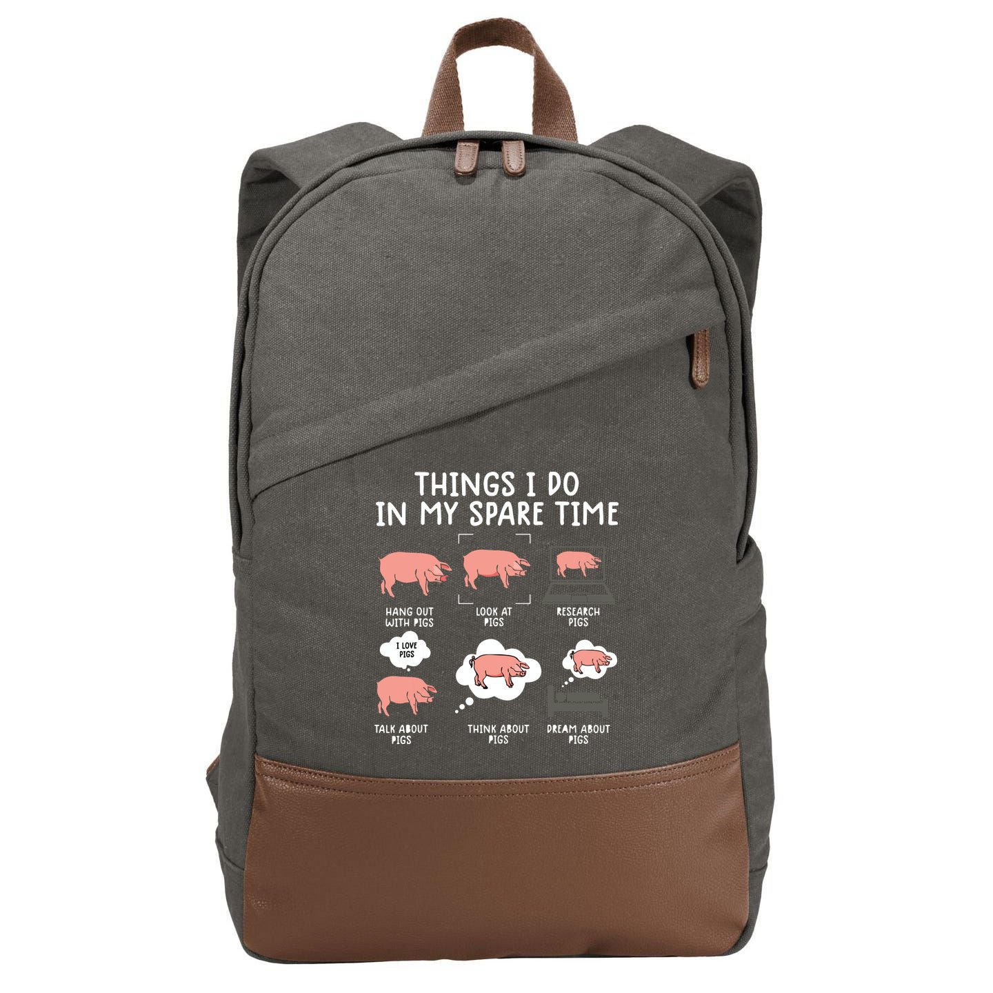 Funny Pig For Men Pig Shirts For Women Pig Tee Farm Cotton Canvas Backpack