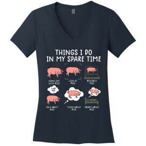 Funny Pig For Men Pig Shirts For Women Pig Tee Farm Women's V-Neck T-Shirt