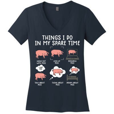 Funny Pig For Men Pig Shirts For Women Pig Tee Farm Women's V-Neck T-Shirt
