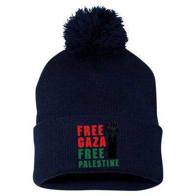 Free Palestine Pom Pom 12in Knit Beanie