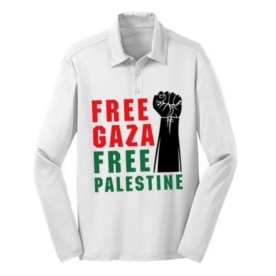 Free Palestine Silk Touch Performance Long Sleeve Polo