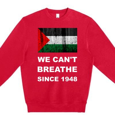 Free Palestine Flag Arabic Support Gaza Premium Crewneck Sweatshirt