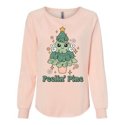 Feelin Pine Funny Christmas Tree Womens California Wash Sweatshirt