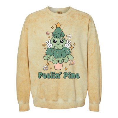 Feelin Pine Funny Christmas Tree Colorblast Crewneck Sweatshirt