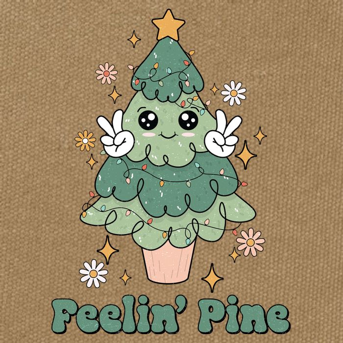 Feelin Pine Funny Christmas Tree Cotton Canvas Backpack