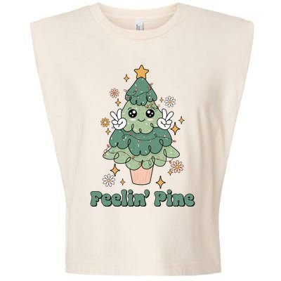 Feelin Pine Funny Christmas Tree Garment-Dyed Women's Muscle Tee