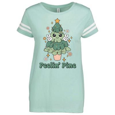 Feelin Pine Funny Christmas Tree Enza Ladies Jersey Football T-Shirt