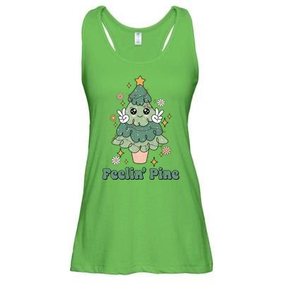 Feelin Pine Funny Christmas Tree Ladies Essential Flowy Tank