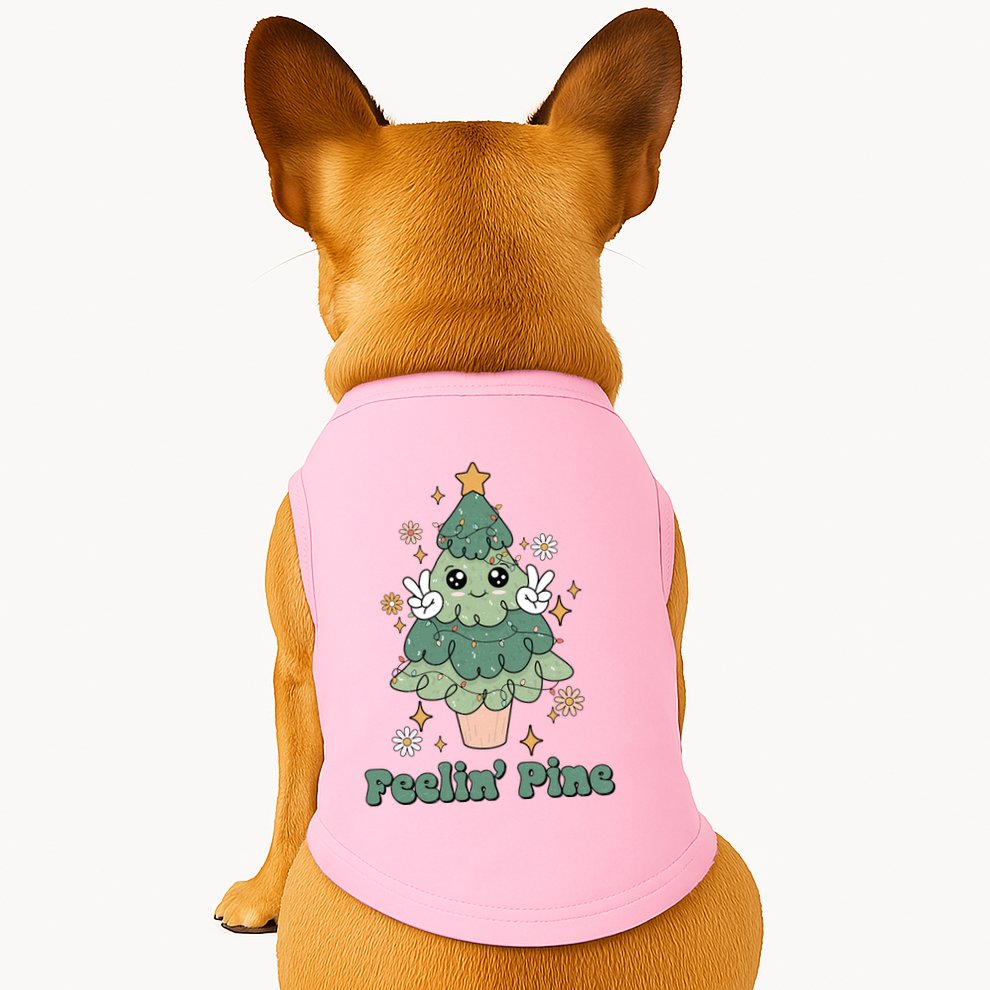 Feelin Pine Funny Christmas Tree Doggie Tank