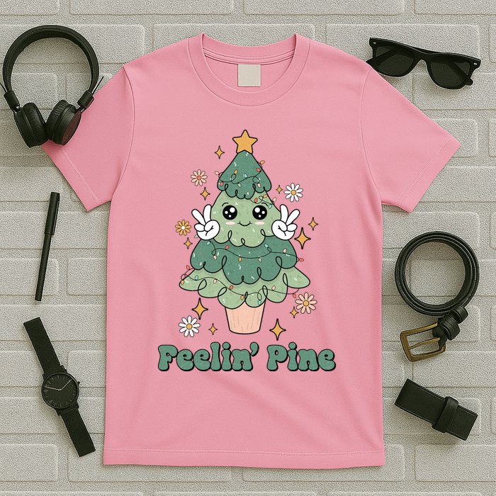 Feelin Pine Funny Christmas Tree T-Shirt