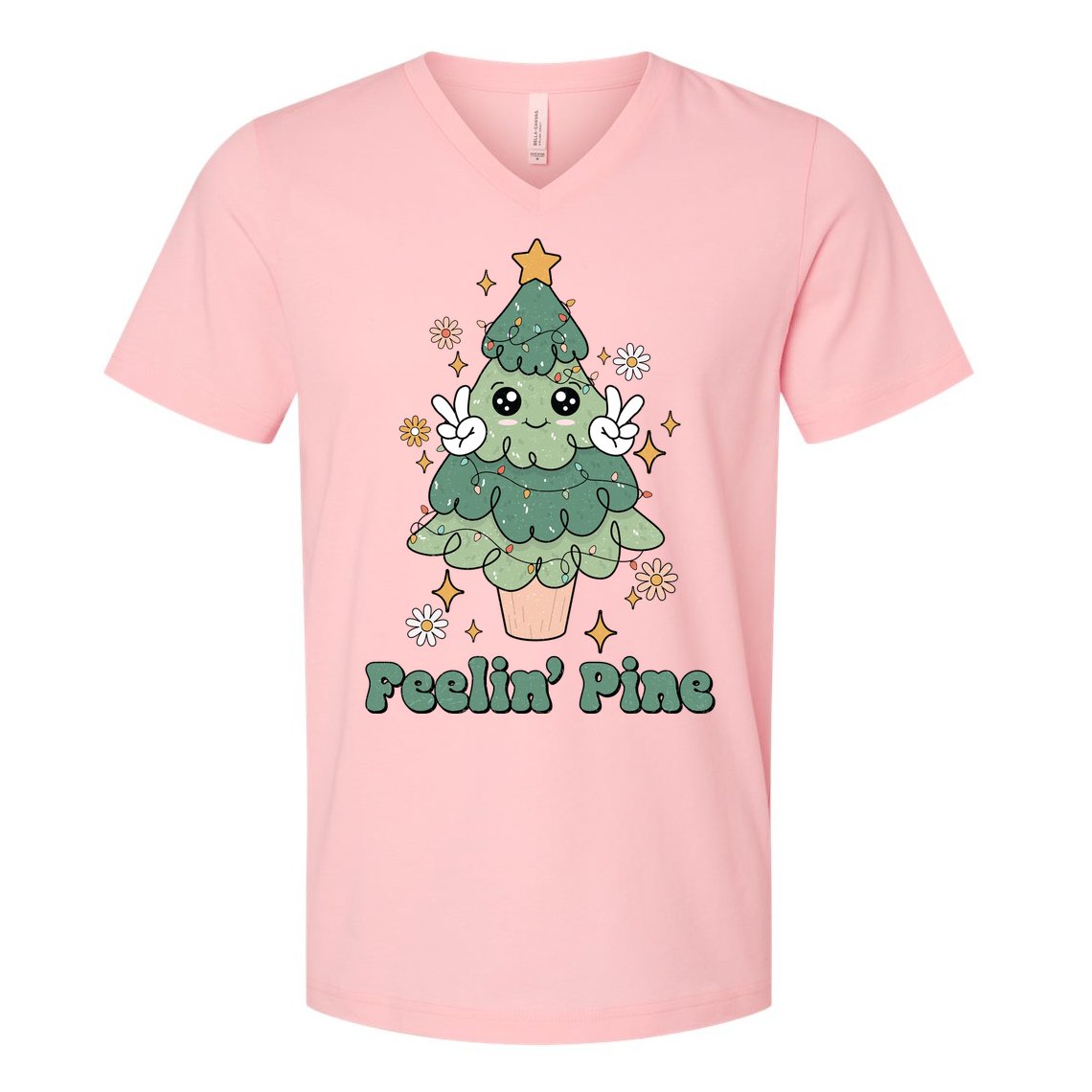 Feelin Pine Funny Christmas Tree V-Neck T-Shirt