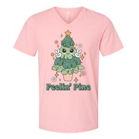 Feelin Pine Funny Christmas Tree V-Neck T-Shirt