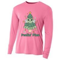 Feelin Pine Funny Christmas Tree Cooling Performance Long Sleeve Crew