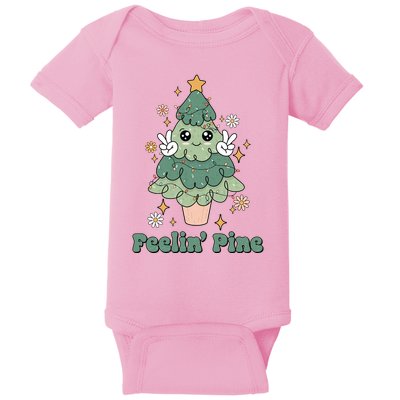 Feelin Pine Funny Christmas Tree Baby Bodysuit