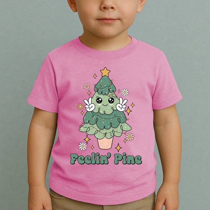 Feelin Pine Funny Christmas Tree Toddler T-Shirt