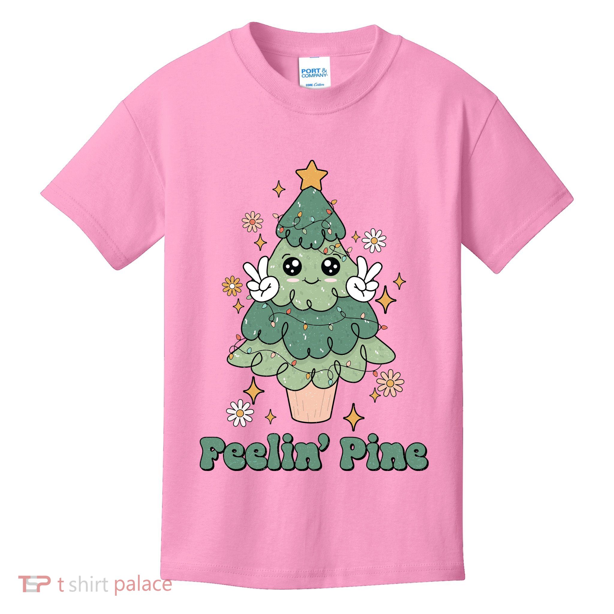 Feelin Pine Funny Christmas Tree Kids T-Shirt