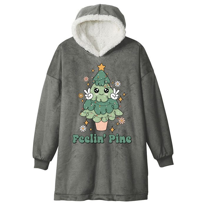 Feelin Pine Funny Christmas Tree Hooded Wearable Blanket