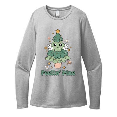 Feelin Pine Funny Christmas Tree Womens CVC Long Sleeve Shirt