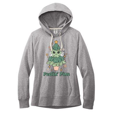 Feelin Pine Funny Christmas Tree Women's Fleece Hoodie