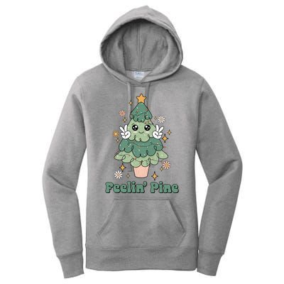 Feelin Pine Funny Christmas Tree Women's Pullover Hoodie