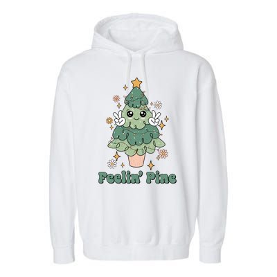 Feelin Pine Funny Christmas Tree Garment-Dyed Fleece Hoodie