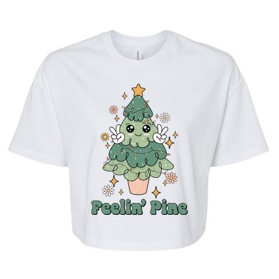 Feelin Pine Funny Christmas Tree Bella+Canvas Jersey Crop Tee