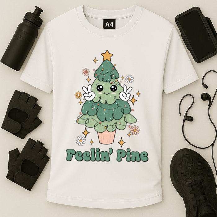 Feelin Pine Funny Christmas Tree Performance Shirt