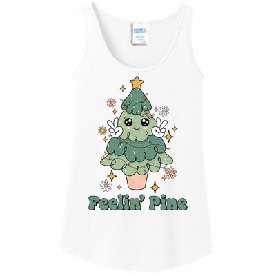 Feelin Pine Funny Christmas Tree Ladies Essential Tank