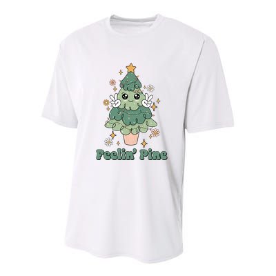 Feelin Pine Funny Christmas Tree Youth Performance Sprint T-Shirt