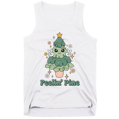 Feelin Pine Funny Christmas Tree Tank Top