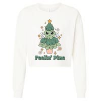 Feelin Pine Funny Christmas Tree Cropped Pullover Crew