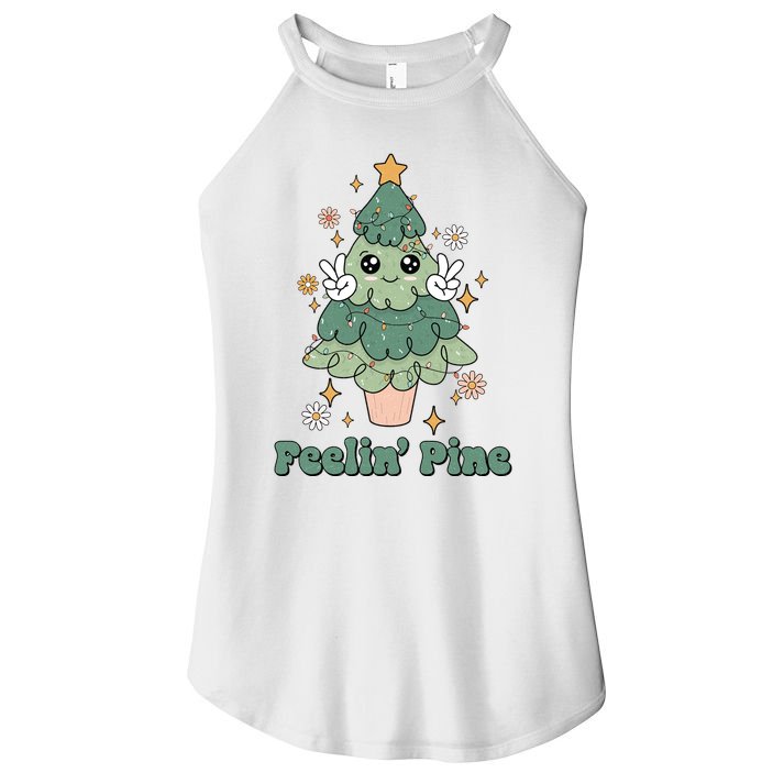 Feelin Pine Funny Christmas Tree Women's Perfect Tri Rocker Tank
