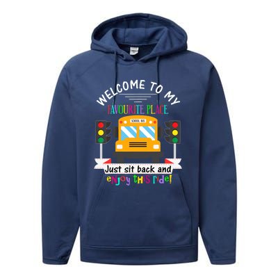 Favourite Place Funny School Bus Driver Back To School Performance Fleece Hoodie