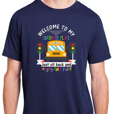 Favourite Place Funny School Bus Driver Back To School Adult ChromaSoft Performance T-Shirt