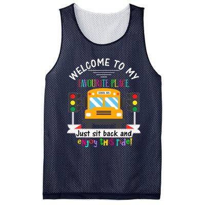 Favourite Place Funny School Bus Driver Back To School Mesh Reversible Basketball Jersey Tank