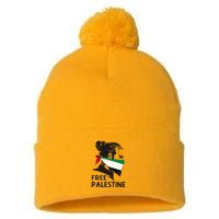 Free Palestine Flag Save Gaza End Occupation Palestinian Pom Pom 12in Knit Beanie