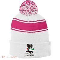Free Palestine Flag Save Gaza End Occupation Palestinian Stripe Pom Pom Beanie