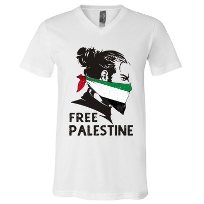Free Palestine Flag Save Gaza End Occupation Palestinian V-Neck T-Shirt