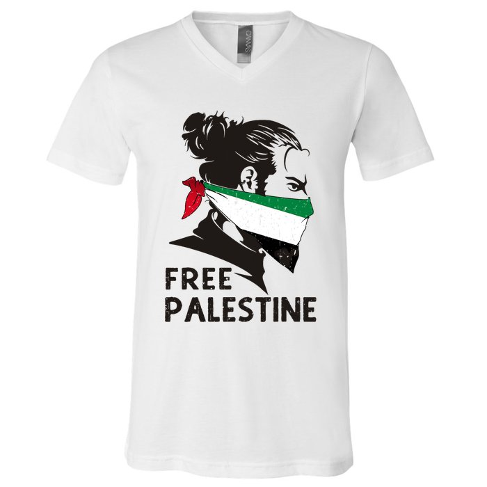 Free Palestine Flag Save Gaza End Occupation Palestinian V-Neck T-Shirt