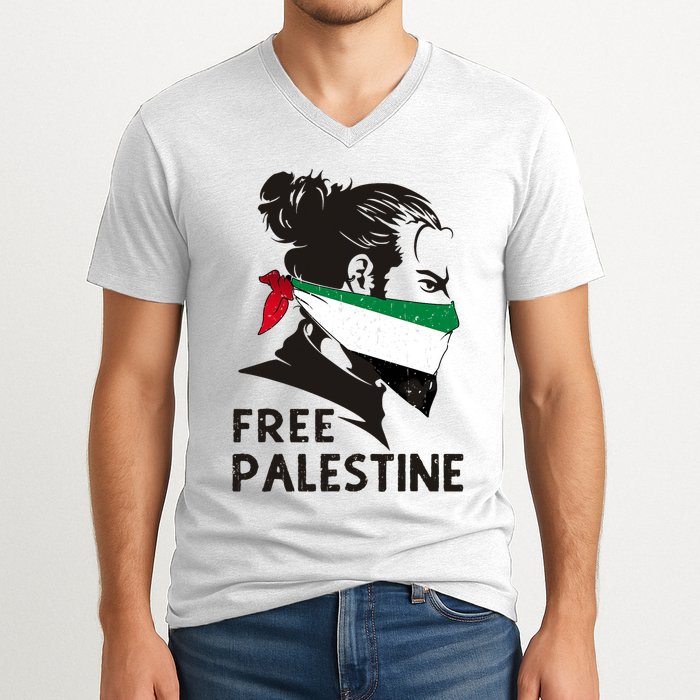 Free Palestine Flag Save Gaza End Occupation Palestinian V-Neck T-Shirt