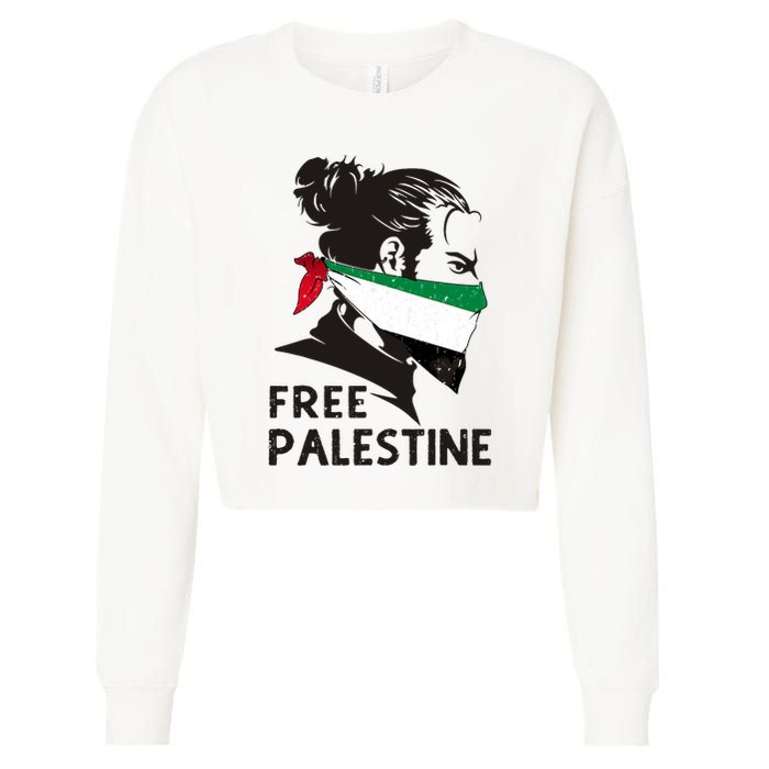 Free Palestine Flag Save Gaza End Occupation Palestinian Cropped Pullover Crew