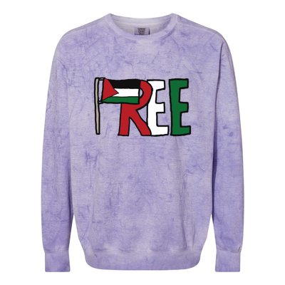 Free Palestine Colorblast Crewneck Sweatshirt