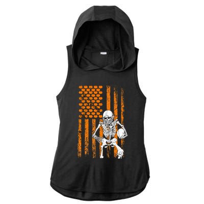 Football Player Fan Gift Skeleton Halloween Ladies PosiCharge Tri-Blend Wicking Draft Hoodie Tank