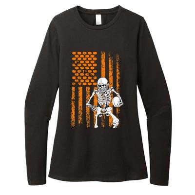 Football Player Fan Gift Skeleton Halloween Womens CVC Long Sleeve Shirt