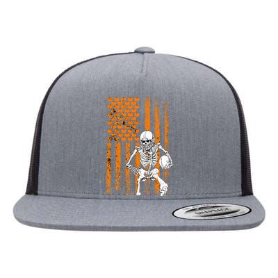 Football Player Fan Gift Skeleton Halloween Flat Bill Trucker Hat