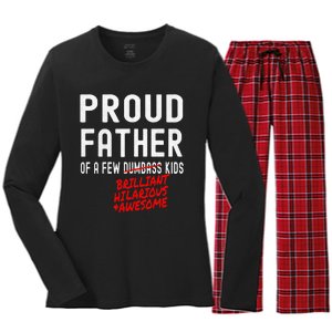 Funny Proud Father Of A Few Brilliant Hilarious Awesome Women's Long Sleeve Flannel Pajama Set 