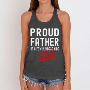 Funny Proud Father Of A Few Brilliant Hilarious Awesome Women's Knotted Racerback Tank