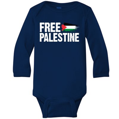 Free Palestine Flag Baby Long Sleeve Bodysuit