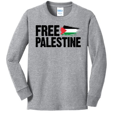 Free Palestine Flag Kids Long Sleeve Shirt